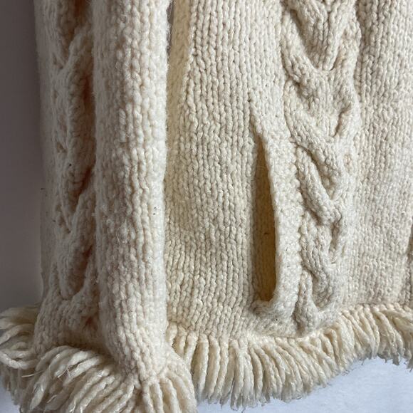Vintage Amano Beige Wool Cable Knit Womens Size Large Zipped Cardigan Sweater - Picture 5 of 11